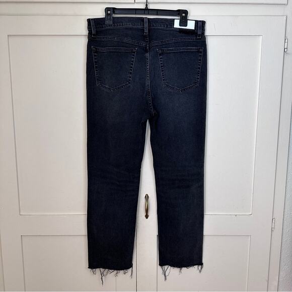 Re/done Originals 70s Stove Pipe Jean In Faded Coal With Rips 32 - Picture 7 of 8
